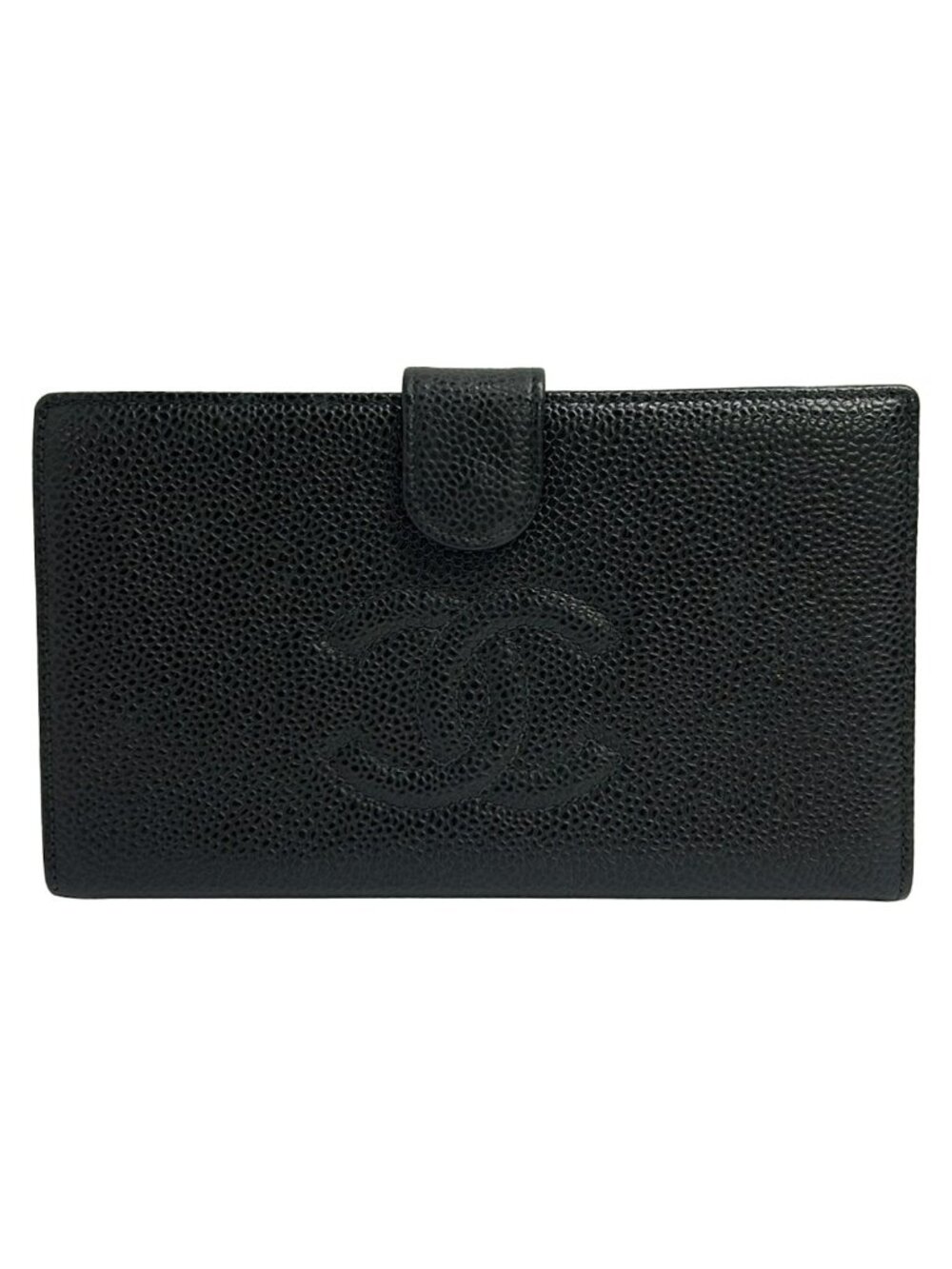 Chanel Wallet Black CC Logo Gold Kiss Lock